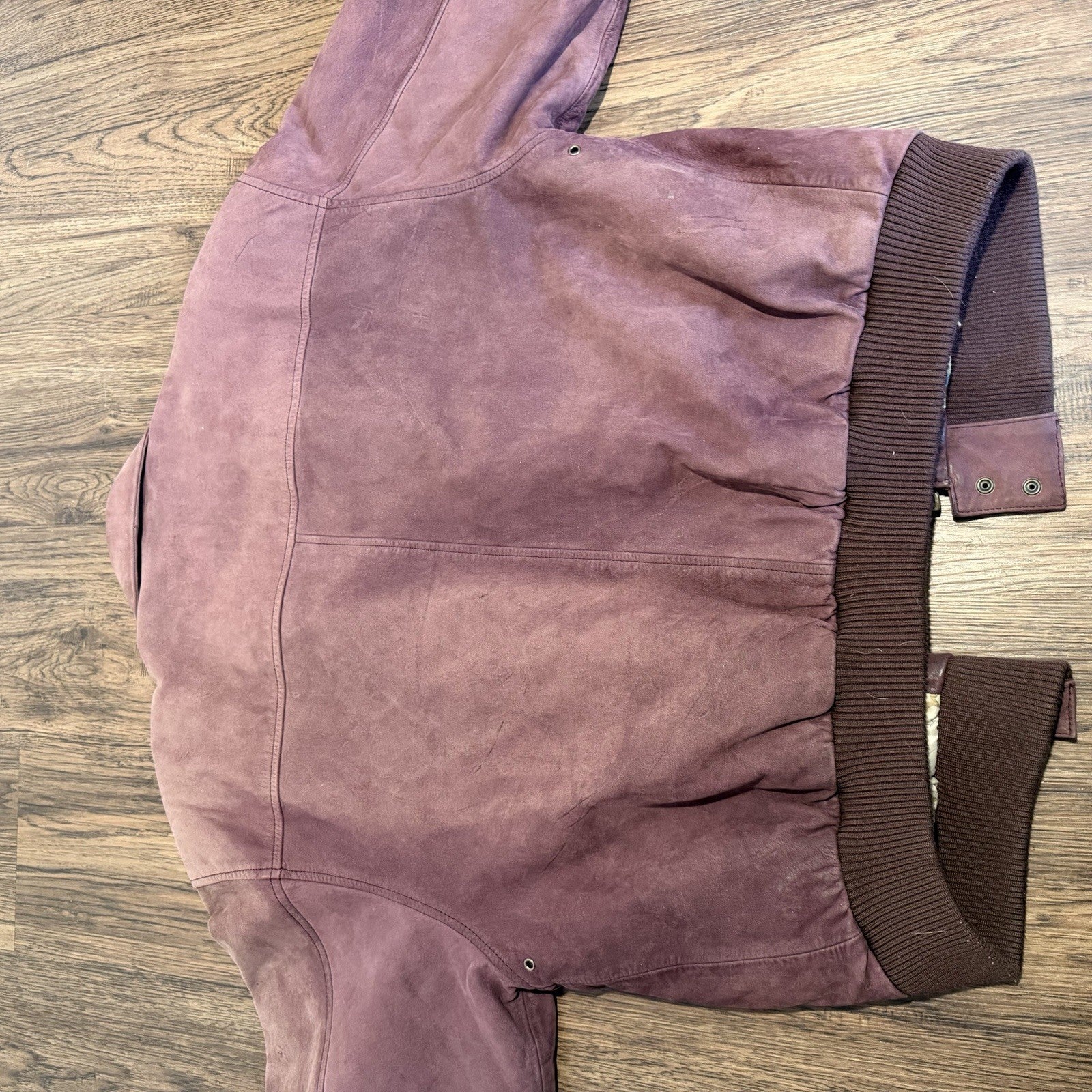 VTG Global Identity GIII Leather Aviator Bomber Jacket Men L Map Lined Purple