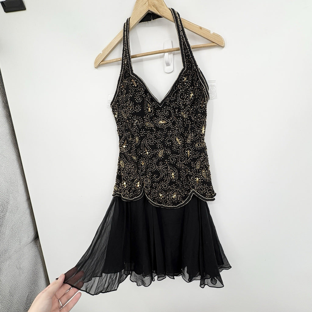 Vintage Niteline Beaded Halter Slip Dress