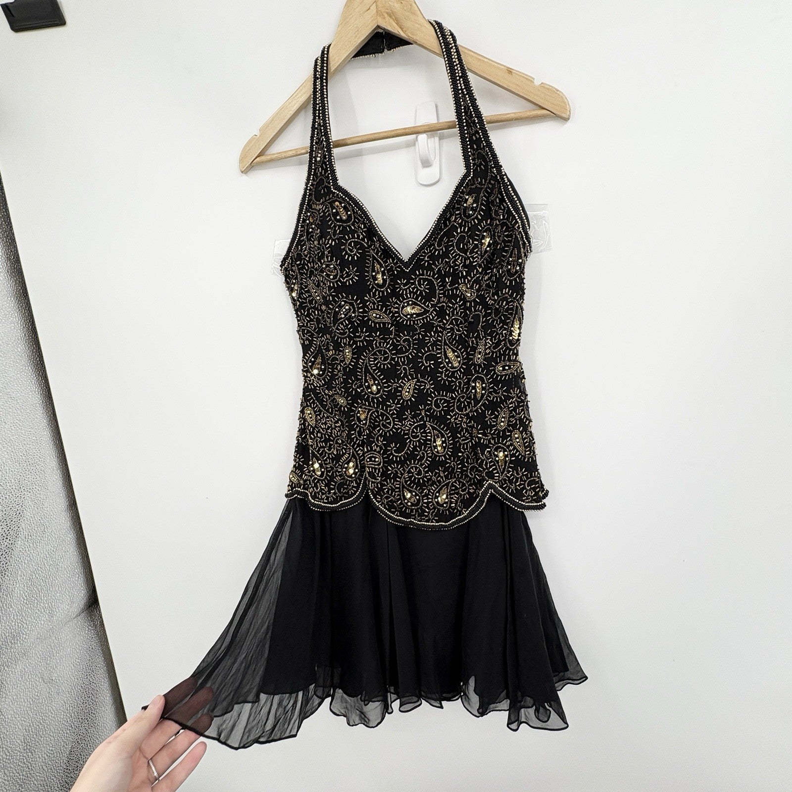 Vintage Niteline Beaded Halter Slip Dress