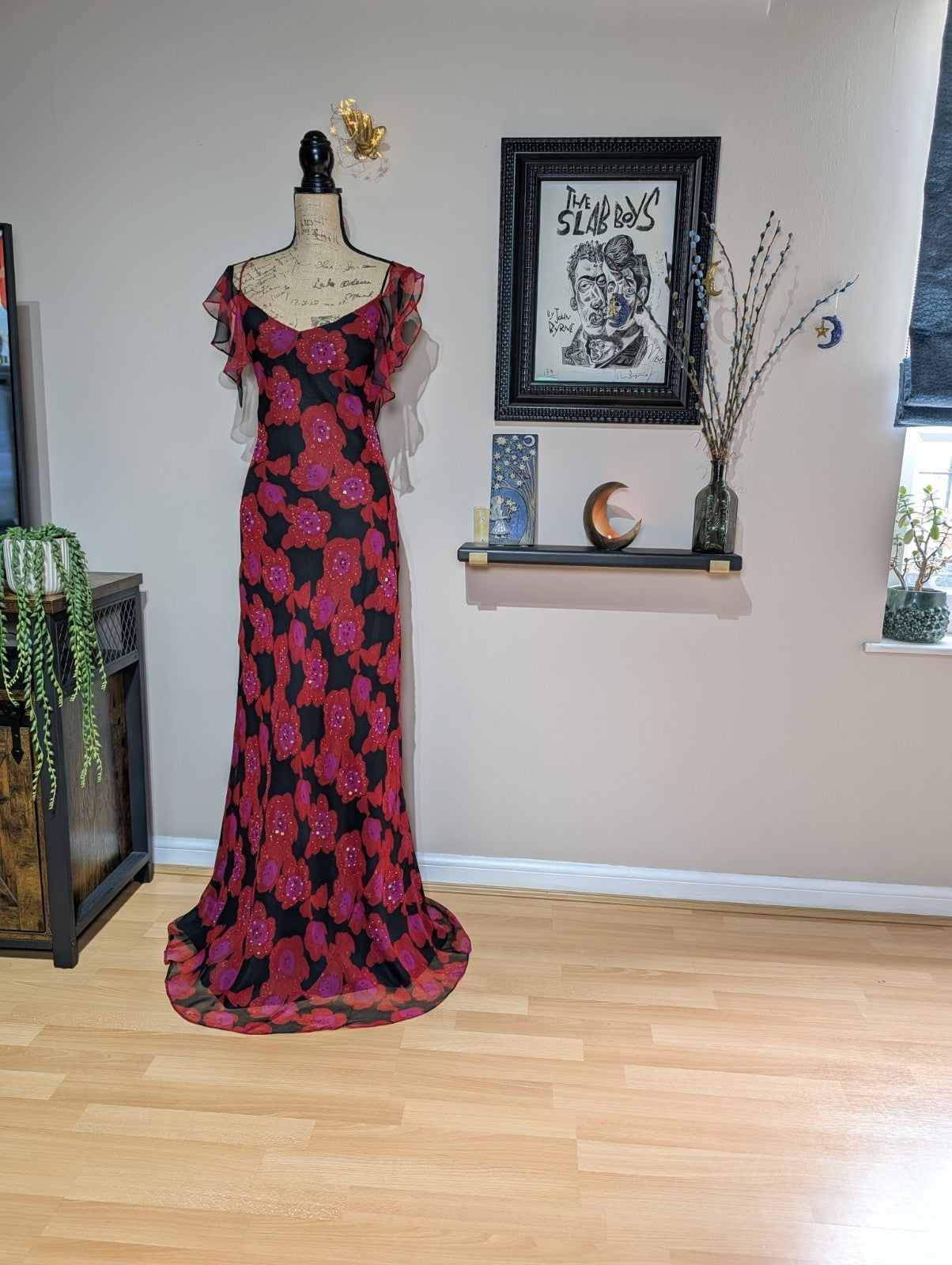 100% Silk Beaded Floral Dress