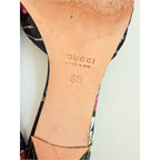 Gucci Flora Satin Bow Mule Heels Black Floral US 6