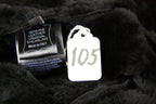 Leather Shearling Coat with Collar Black Gold Large