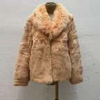 Vintage Blush Pink Rabbit and Fox Fur Jacket