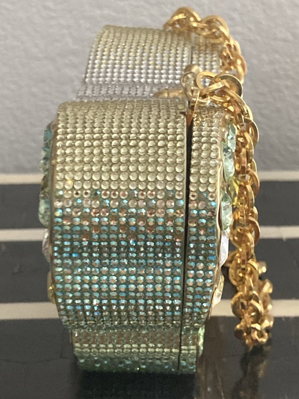 JUDITH LEIBER SWAROVSKI CRYSTAL CELESTRINA GOLD BUTTERFLY BAG MINAUDIERE CLUTCH