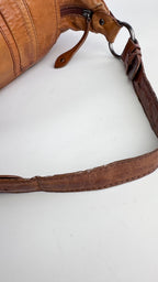 Francesco Biasia Tan Brown Leather Hobo Shoulder Bag Y2K