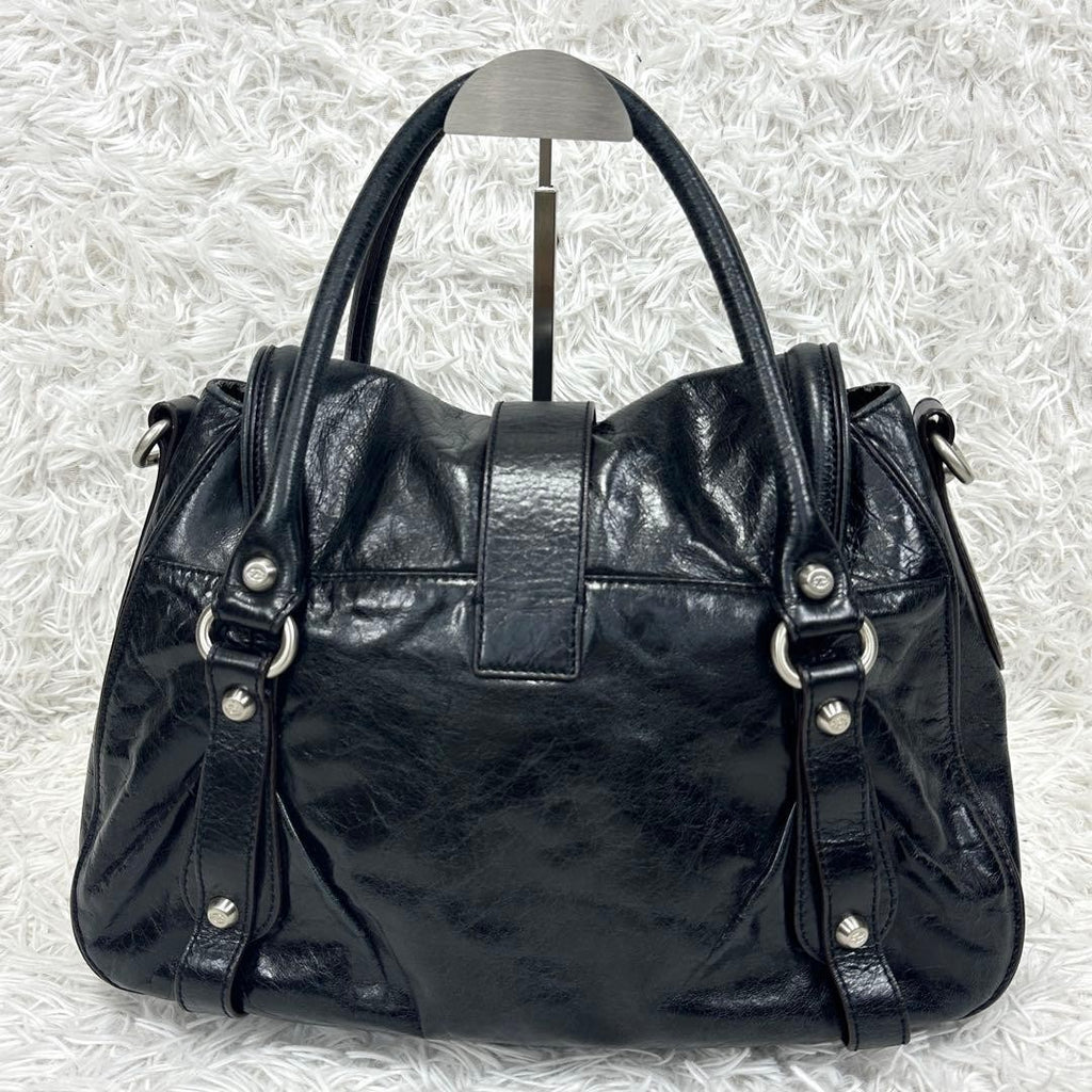 Francesco Biasia Handbag Tote Leather studs Black y2k gimmick grunge vintage