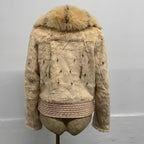 Vintage Y2K Pastel Pink Rabbit and Fox Fur Jacket