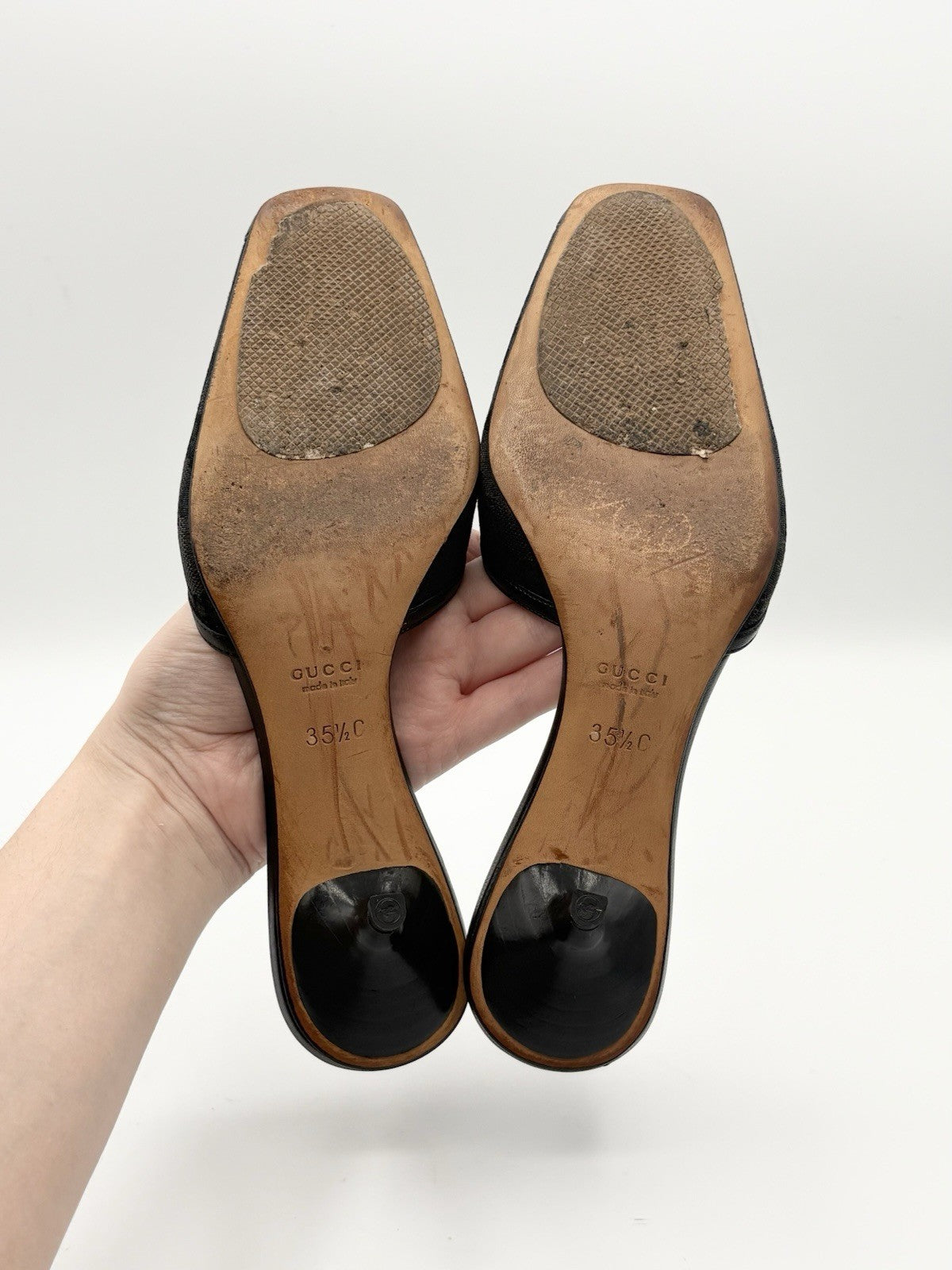 Gucci Black Canvas GG Monogram Kitten Heels with Braid Accent Size EU 35.5