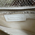 Nancy Gonzalez Clutch Gold Snakeskin Exotic Leather Envelope Evening Bag