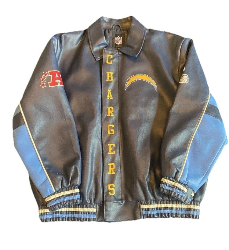 Vintage San Diego Chargers Faux Leather Jacket Large