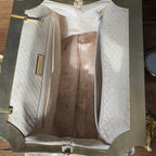 Vintage Judith Leiber Ivory Snakeskin Clutch Shoulder Bag with mirror and comb