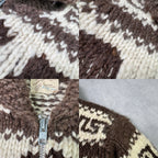 Vintage Couchan Indian Hand knit Wool Sweater Zip Eagle  Size M