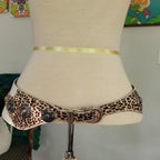 Insane Vintage 80s Rock 'N Roll Glam White Leather Animal Print Pony Hair Belt M