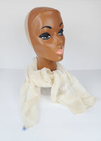 Antique Chiffon Silk Scarf Head & Neck Scarf Delicate Floral White Lace 1900's