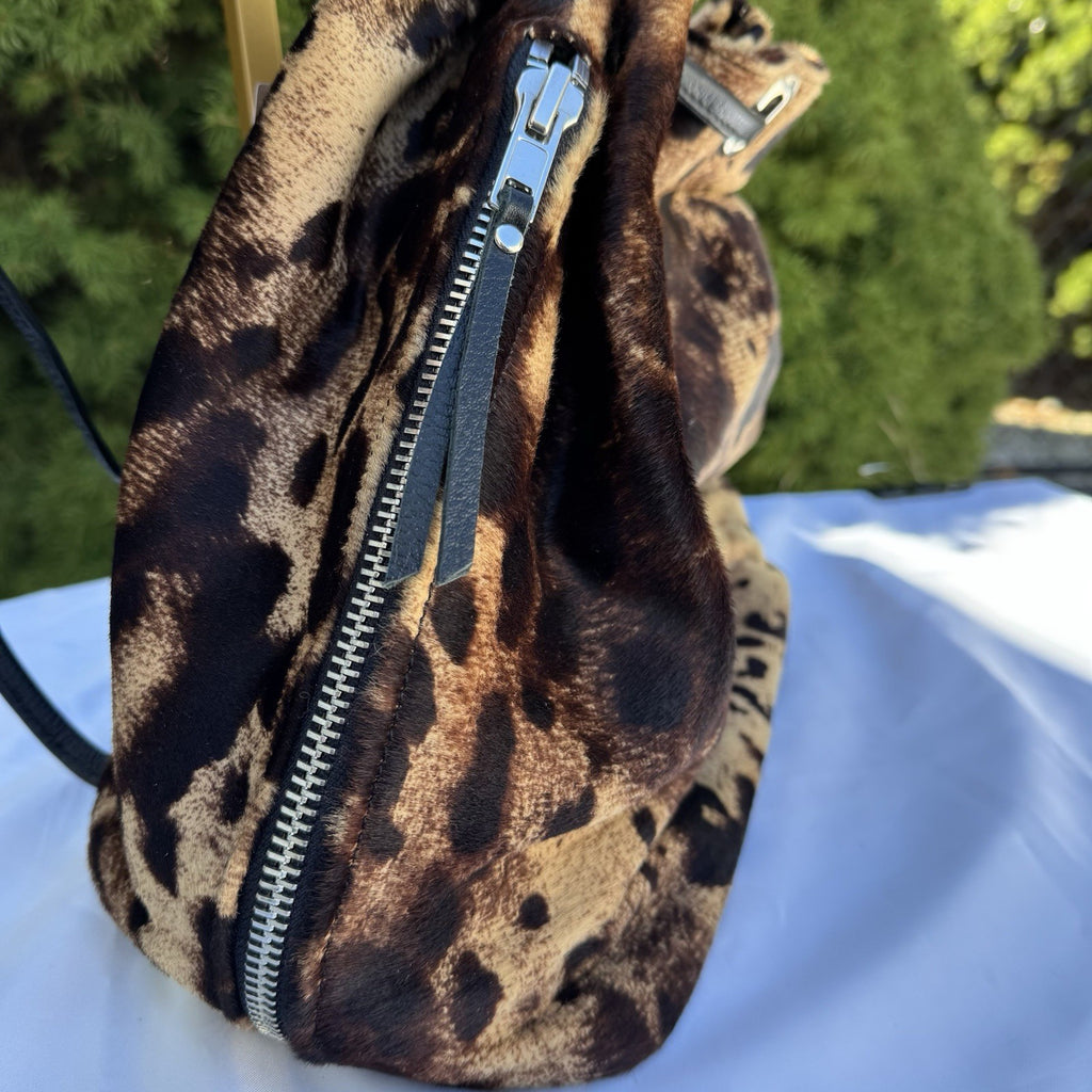 Simone Camille Vintage Calf Hair Leather Drawstring Shoulder Bag