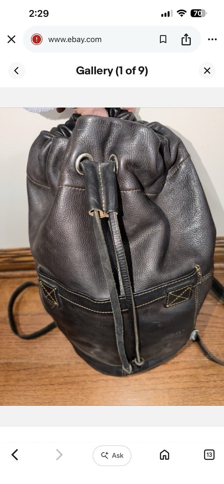 Rugby Ralph Lauren Black Drawstring Bucket Bag Large