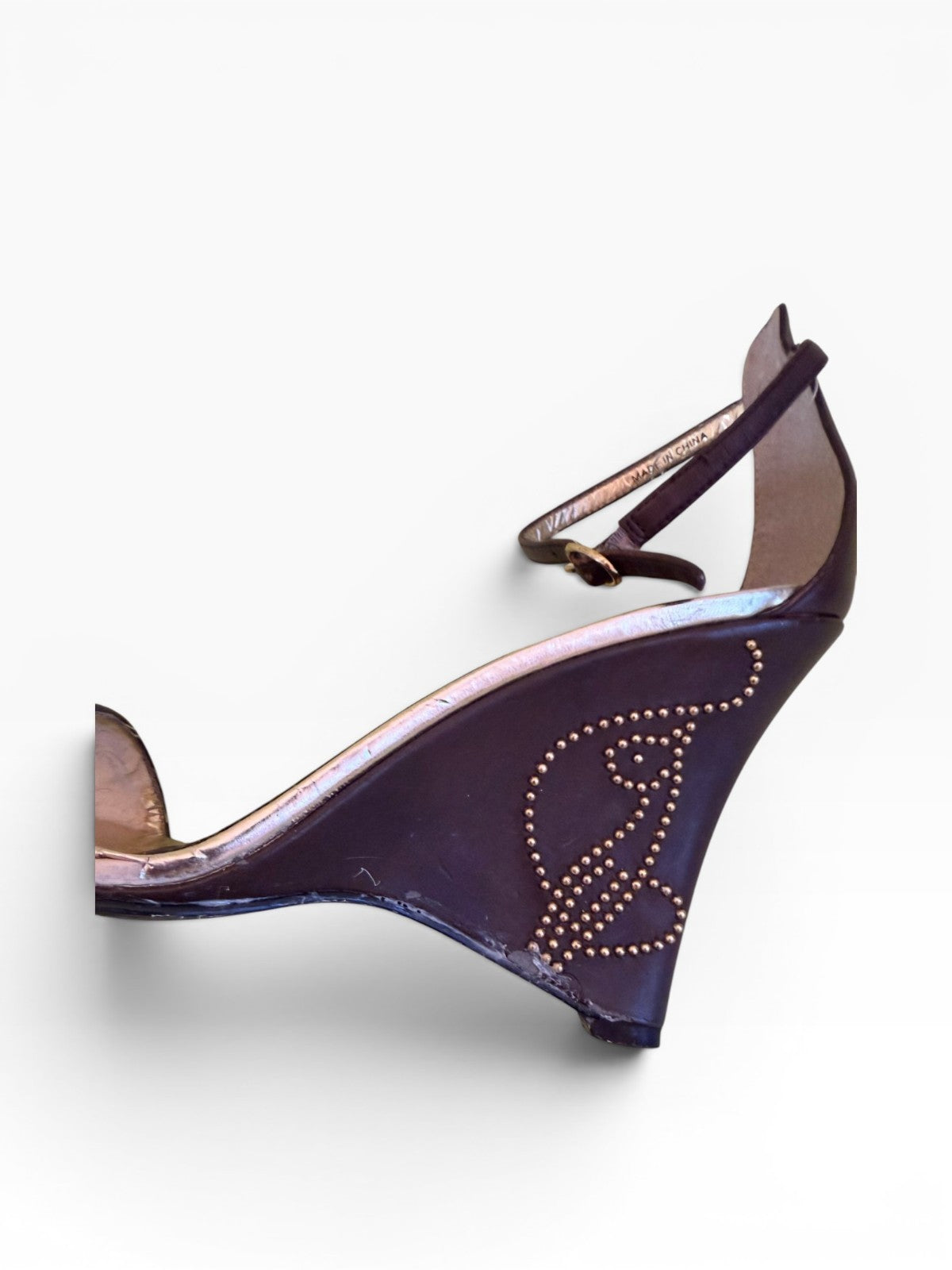 Baby Phat Y2K Brown Studded Wedge Sandal Size 7 Heels