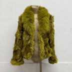 Vintage Y2K Green Chartreuse Fox Fur Jacket
