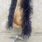 Vintage 1930s Navy Ostrich Feather Boa Scarf Shawl Old Hollywood Dress Accent