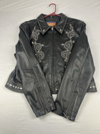 Cripple Creek Genuine Leather Studded Western Biker Jacket Black XXL