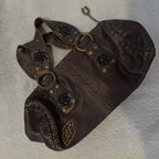 Betsey Johnson Brown Leather Studded Hobo Bag Medium