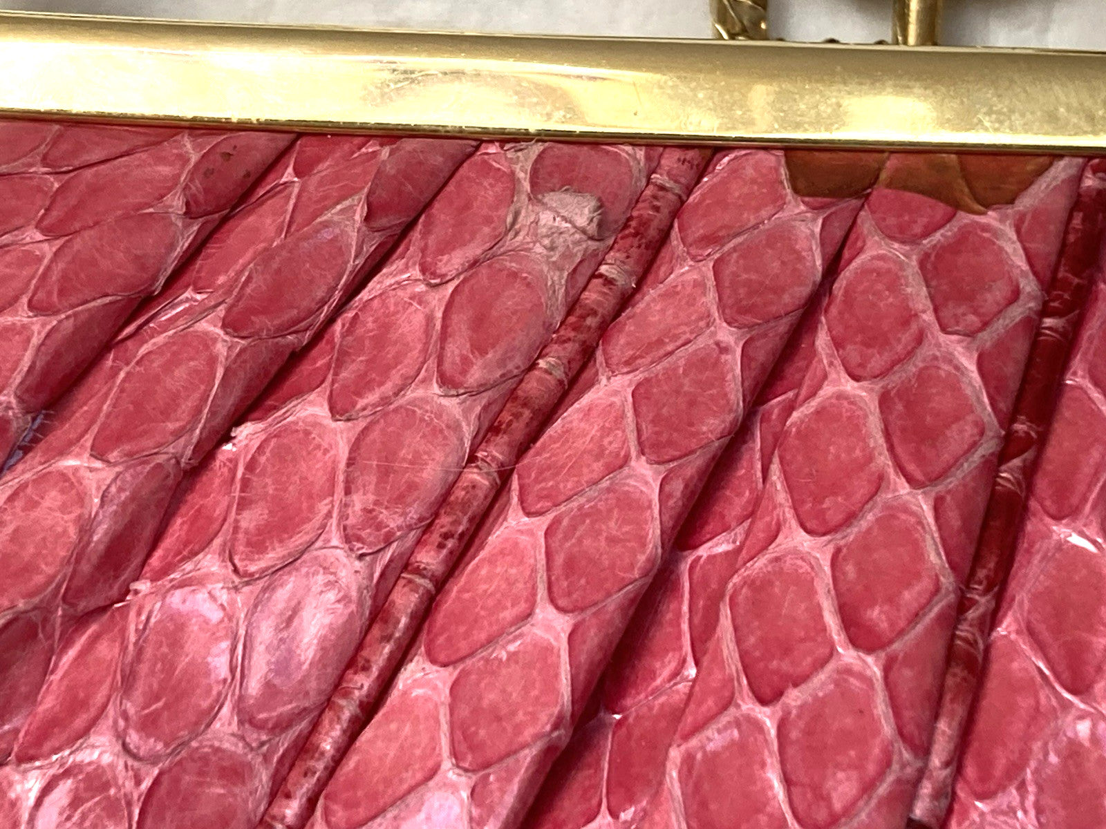 Judith Leiber Clutch Snakeskin RASPBERRY PINK Evening Bag Shoulder Vintage 1980s