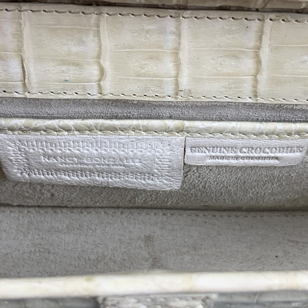 NANCY GONZALEZ Beige Leather Crocodile Clutch Handbag