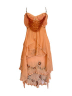Lululemon Silk Orange Floral Beaded Cami and Skirt Set XS