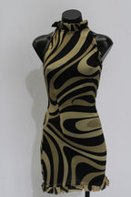 Pucci Womens Marmo Print Pleated Detail Mesh Mini Dress NC3 Beige Size 38 (US 2)
