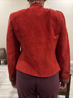 Double D Ranch Embellished Red Leather Jacket Sz S