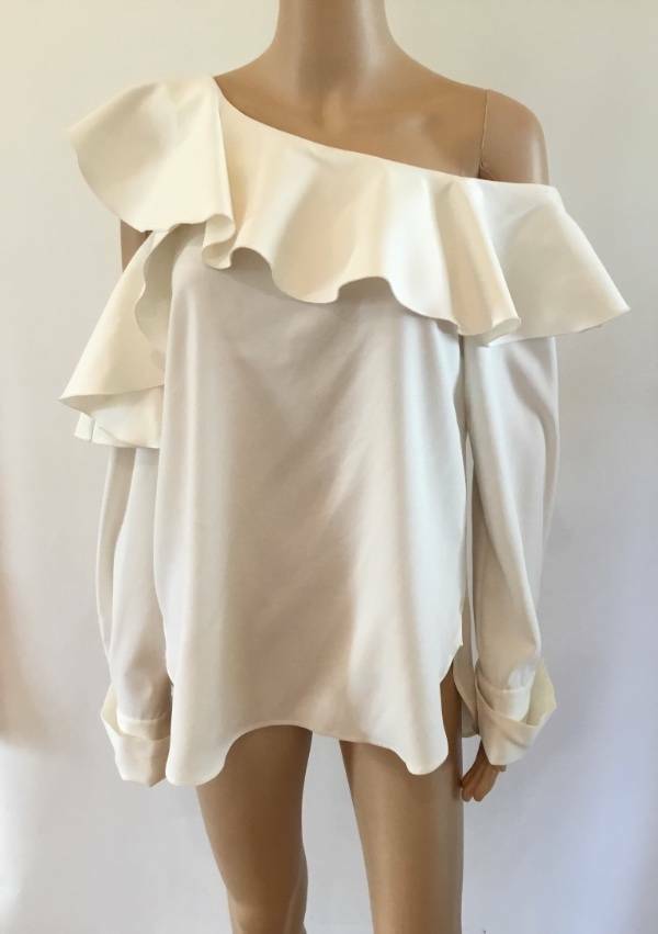 OSCAR DE LA RENTA OFF THE SHOULDER CUTOUT BLOUSE SZ 14 MSRP: $1580