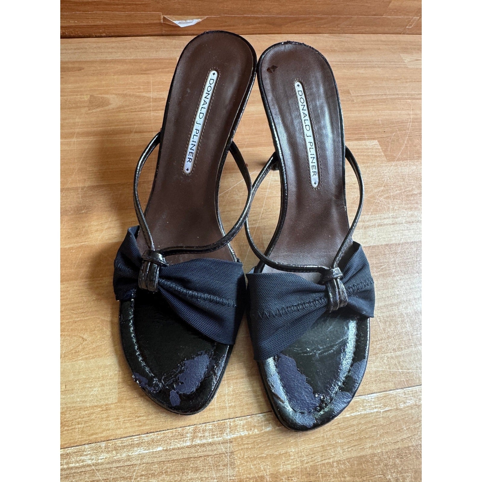 Vintage Donald J. Pliner Black Mesh Bow Kitten Heels