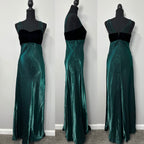 Vintage Green Iridescent Black Velvet Dress
