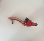 Vintage Casadei Red Patent Leather Kitten Heels Mules Size US 8 - EUR 38