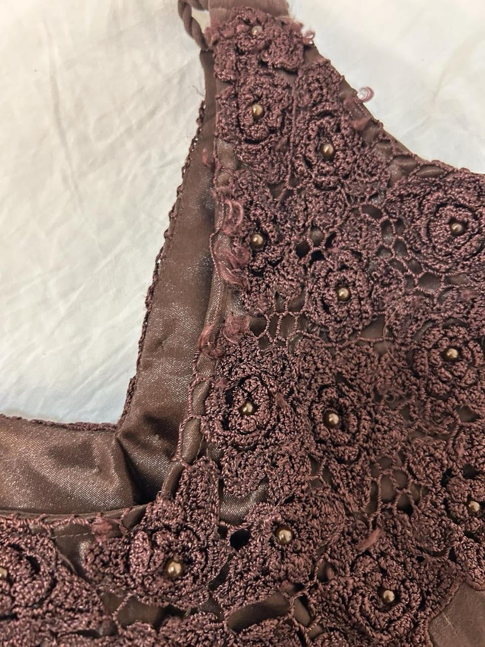 Sue Wong Nocturne Brown Beaded Sequin Fairy Dress Size 2