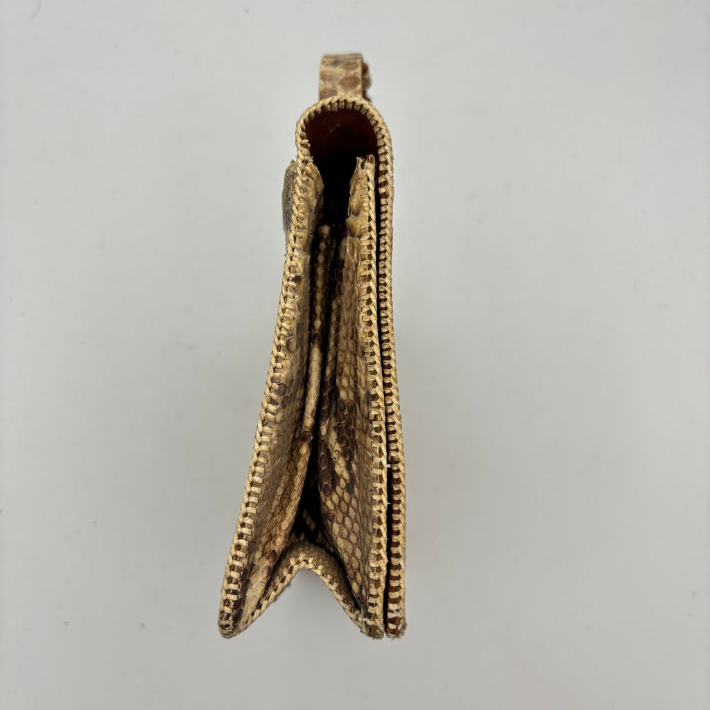 Vintage 1940s Genuine Python Snakeskin Clutch Purse Talon Hand Bag Exotic