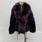 Vintage Y2K Purple Rabbit and Raccoon Fur Jacket