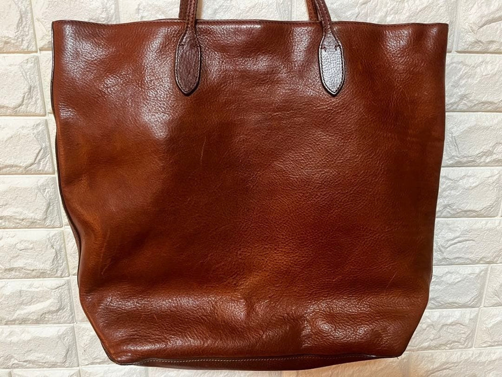 Polo Ralph Lauren Vintage Big Pony Embossed Leather Tote Bag Brown Large