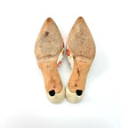 Manolo Blahnik Retro Vintage Floral Applique Pointed Toe Kitten Heel Mules 36.5