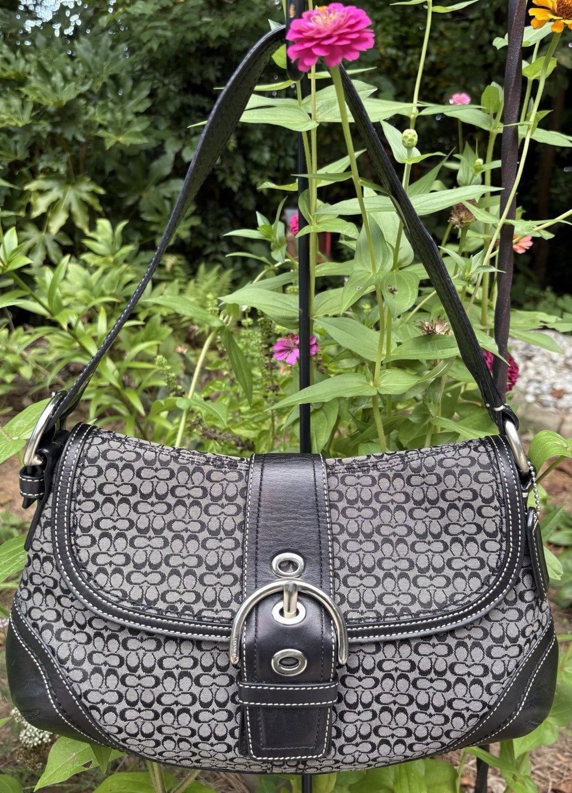 Coach Vintage Y2K Soho Black Signature Canvas Shoulder Bag