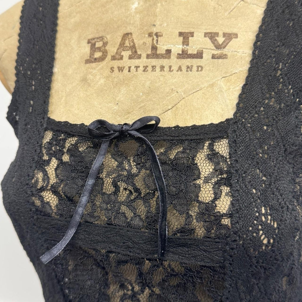 Vintage Japanese Y2K Black Sheer Floral Lace Peplum Tank Top