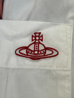 Vivienne Westwood / Lace Collar Shirt / Size 00 / White with Red Embroidery