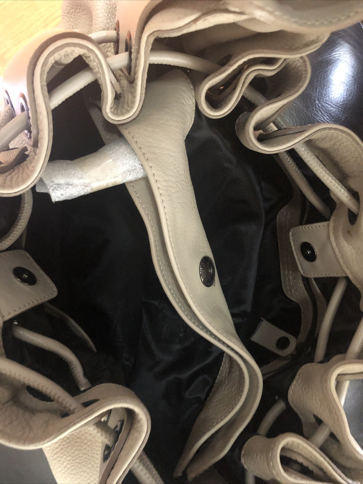100% Authentic Burberry Leather Prorsum Large Warrior light taupe Hobo Bag