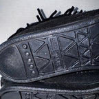 Minnetonka Moccasin Ankle Boots Womens 8 Black Suede Fringe Back Zip Concho 299