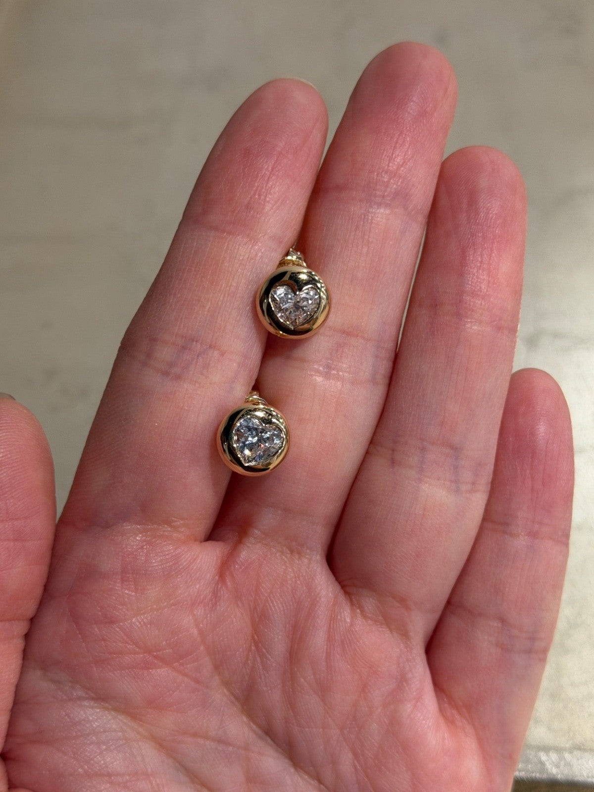 Vintage 1.5ct heart lab diamond 14k stud earrings