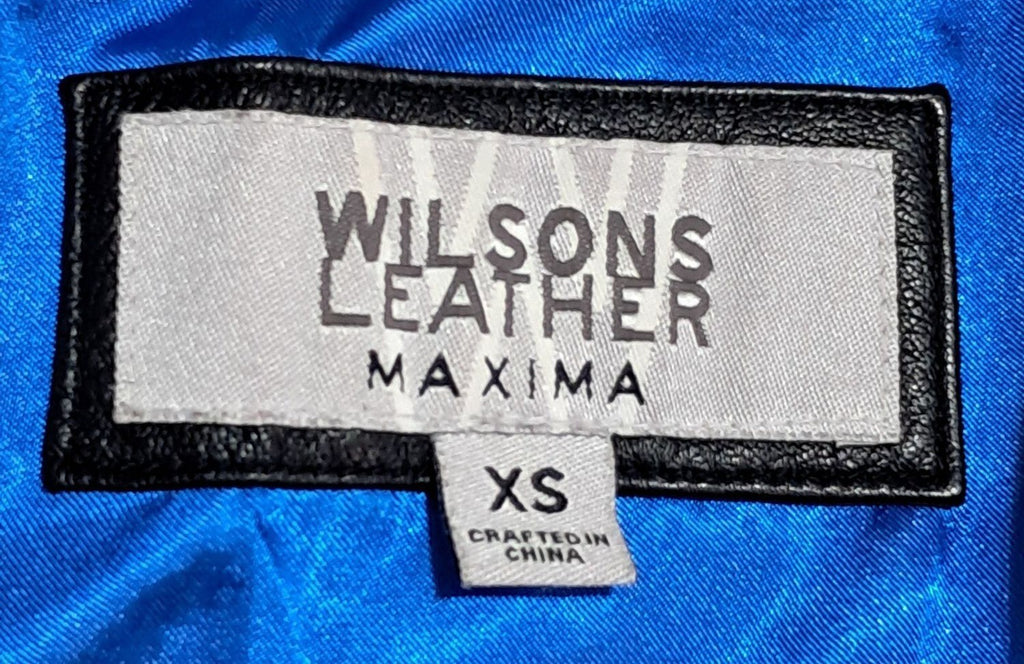 Vintage 1990s Wilsons Leather Maxima Womens Black Fitted Button-Up Blazer Jacket