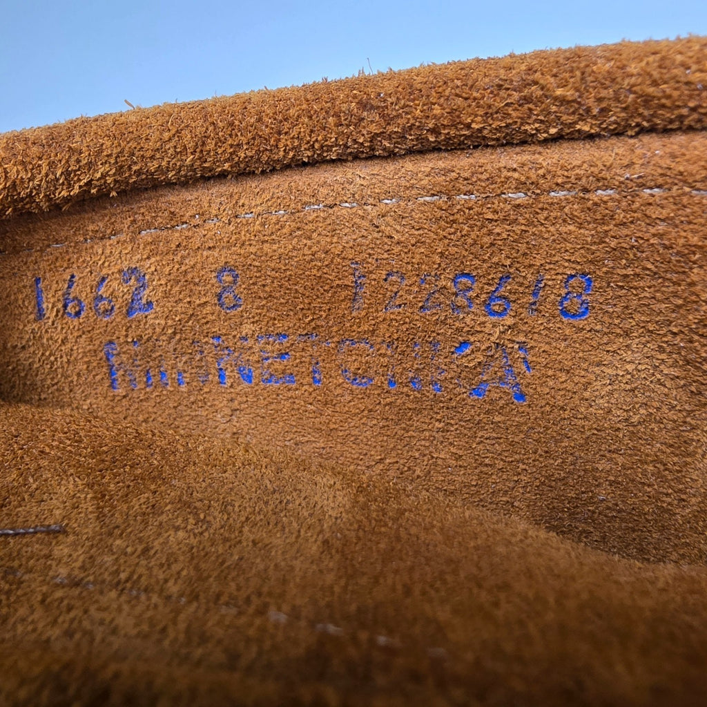 Minnetonka Woodstock Fringe Boots Women's Brown Suede Leather Beads Western - 8