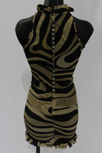 Pucci Womens Marmo Print Pleated Detail Mesh Mini Dress NC3 Beige Size 38 (US 2)