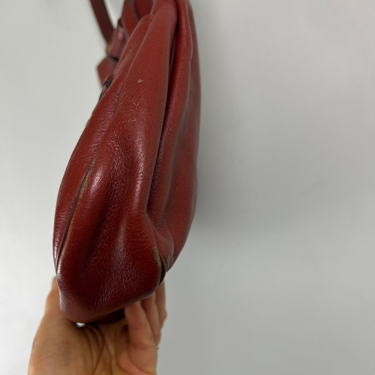 Vintage Brown Leather Whipstitch Shoulder Bag 1970s