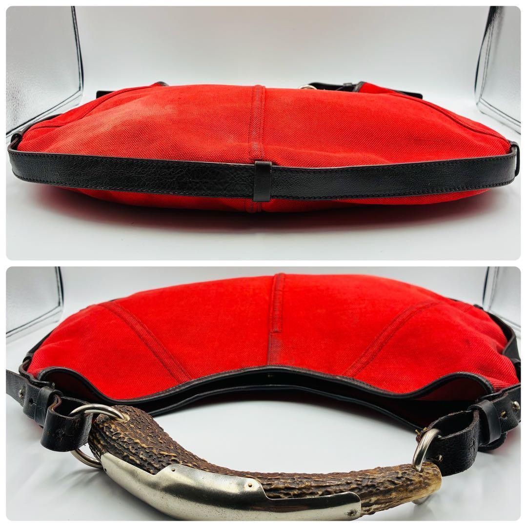 Authentic Yves Saint Laurent rivegauche Mombasa shoulder bag canvas red rare